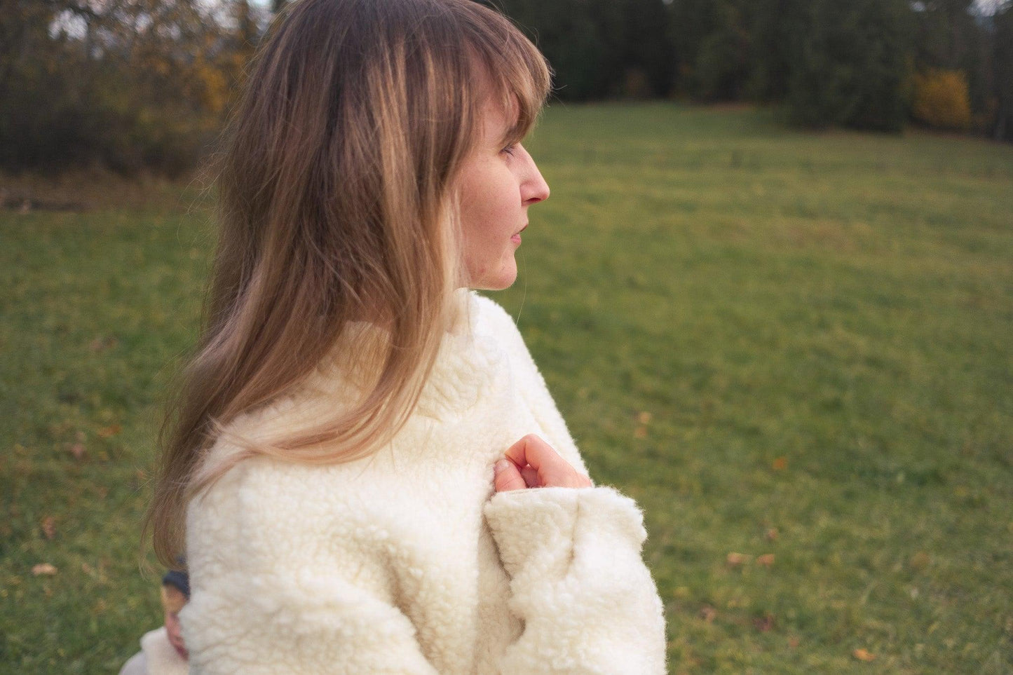 Manteau court en laine naturelle - Blanc