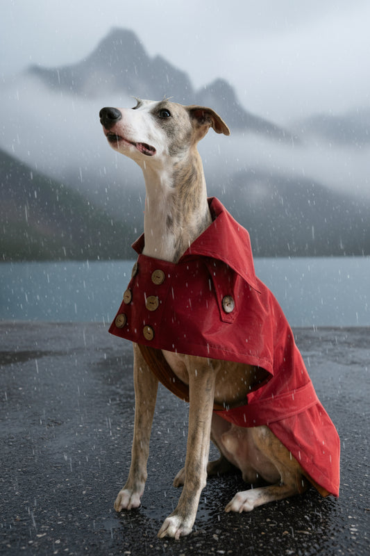 Water-repellent Dog Trench Coat - Burgundy Red-3