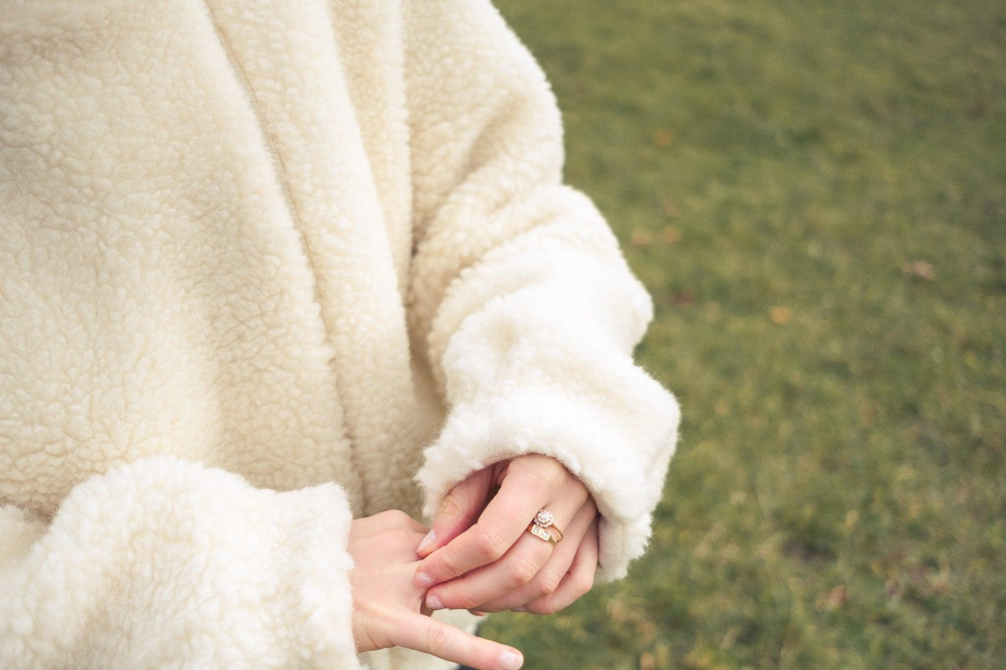 Manteau court en laine naturelle - Blanc