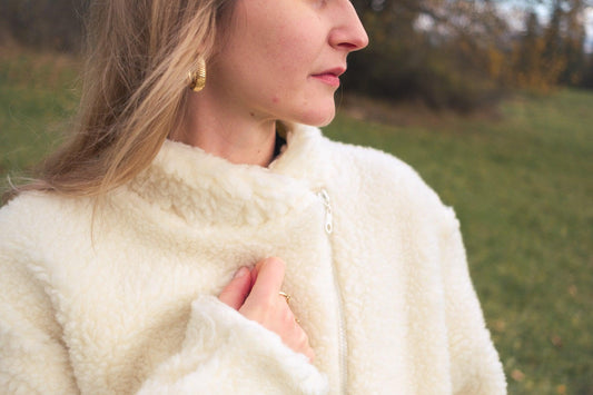 Manteau court en laine naturelle - Blanc