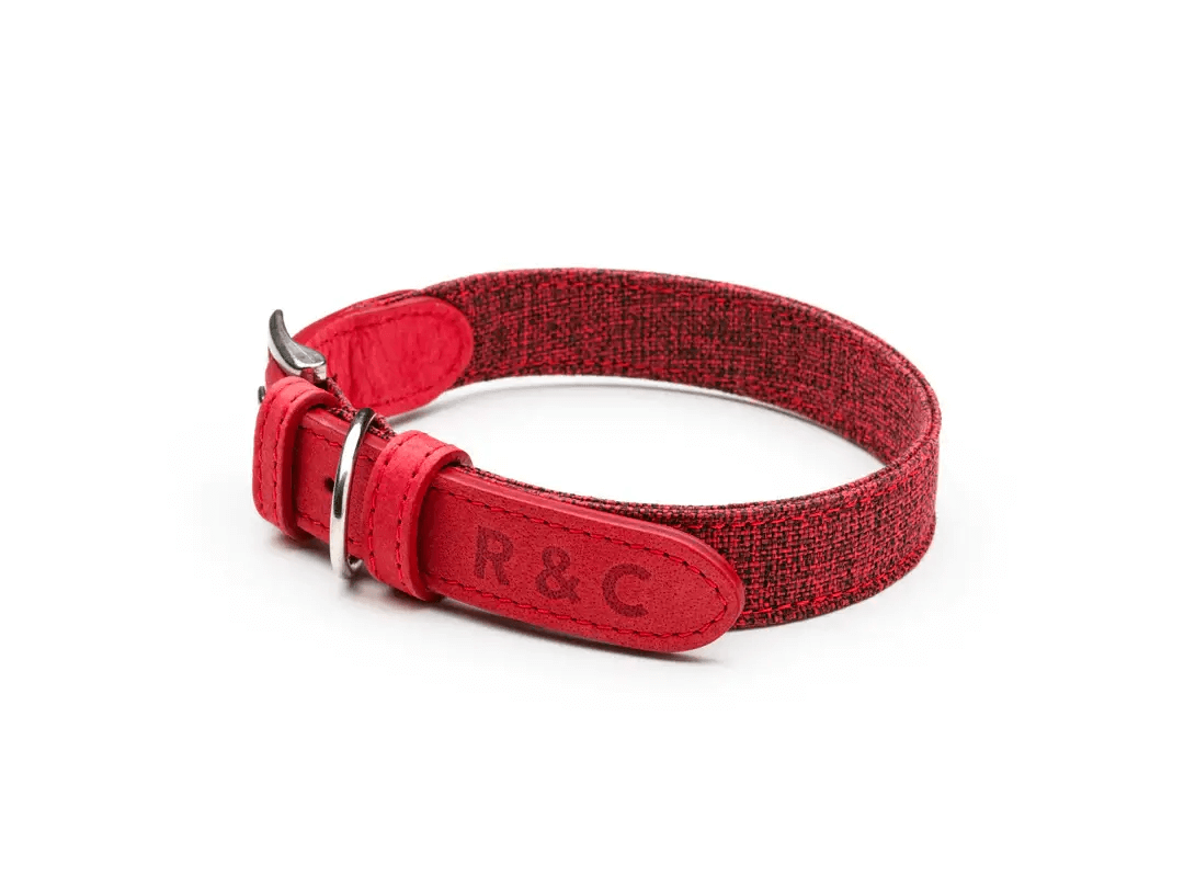 Collier pour chien en tissu et cuir nubuck « Etna »