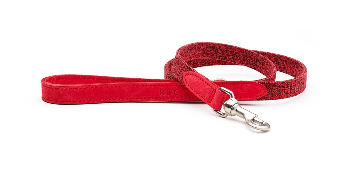 Laisse pour chien « Etna » en tissu et cuir nubuck